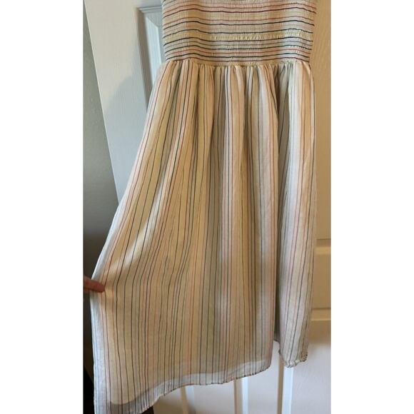 Madewell Women’s Ruffle-Strap Smocked Rainbow Stripe Midi Dress Size M - Picture 5 of 11